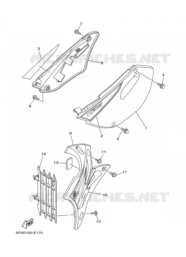 COUVERCLE LATERAL Yamaha MOTO 85 2006 YZ  YZ85V