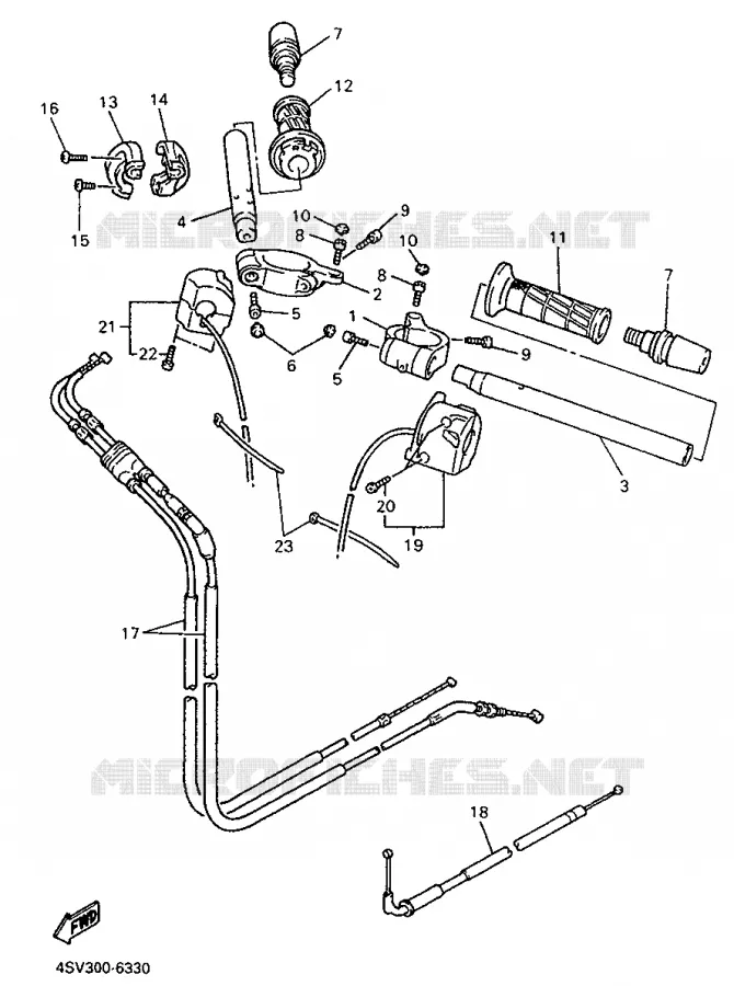 GUIDON ET CABLES Yamaha MOTO 1000 1996 THUNDERACE  YZF1000R