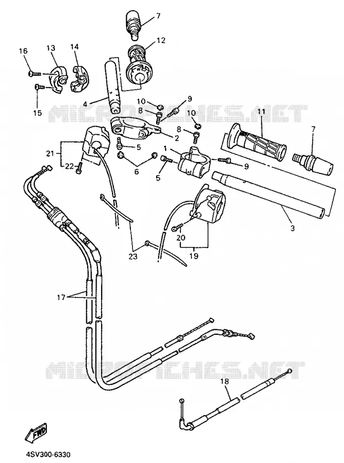 GUIDON ET CABLES Yamaha MOTO 1000 1996 THUNDERACE  YZF1000R