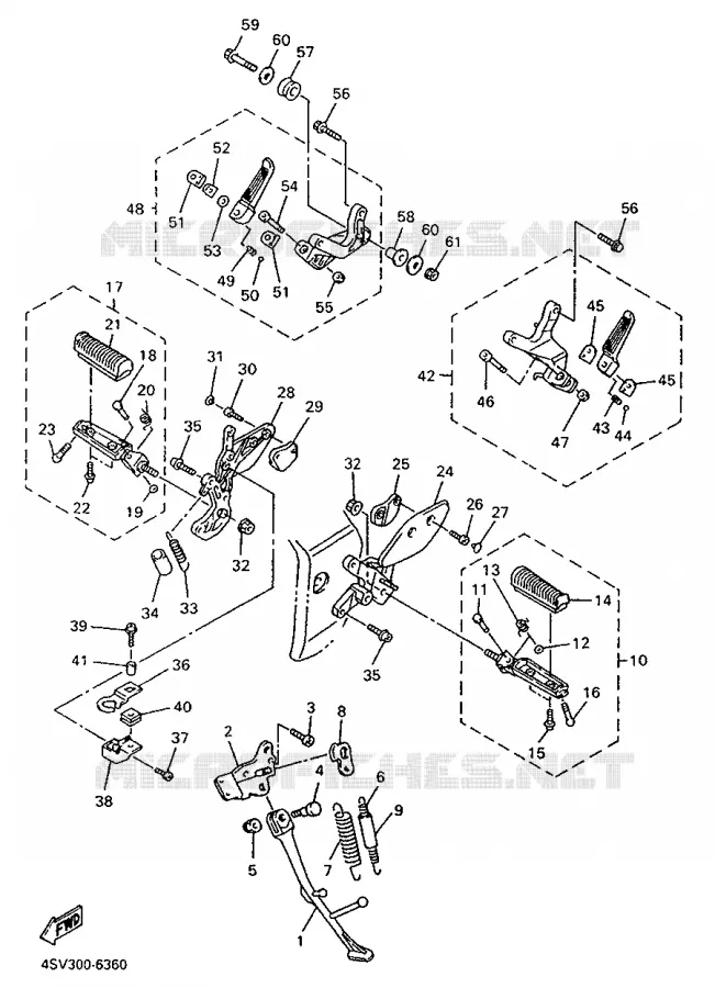 SUPPORT / REPOSE PIEDS Yamaha MOTO 1000 1996 THUNDERACE  YZF1000R