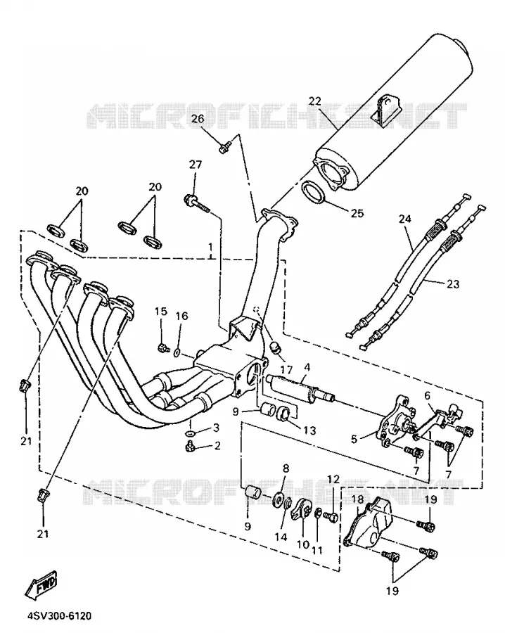 ECHAPPEMENT Yamaha MOTO 1000 1996 THUNDERACE  YZF1000R