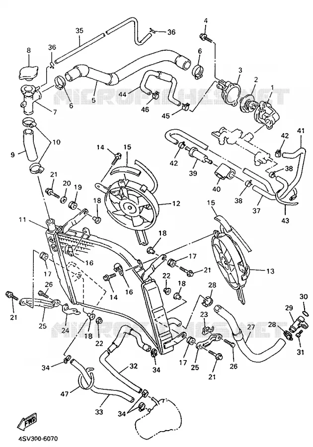 RADIATEUR / DURITES Yamaha MOTO 1000 1996 THUNDERACE  YZF1000R