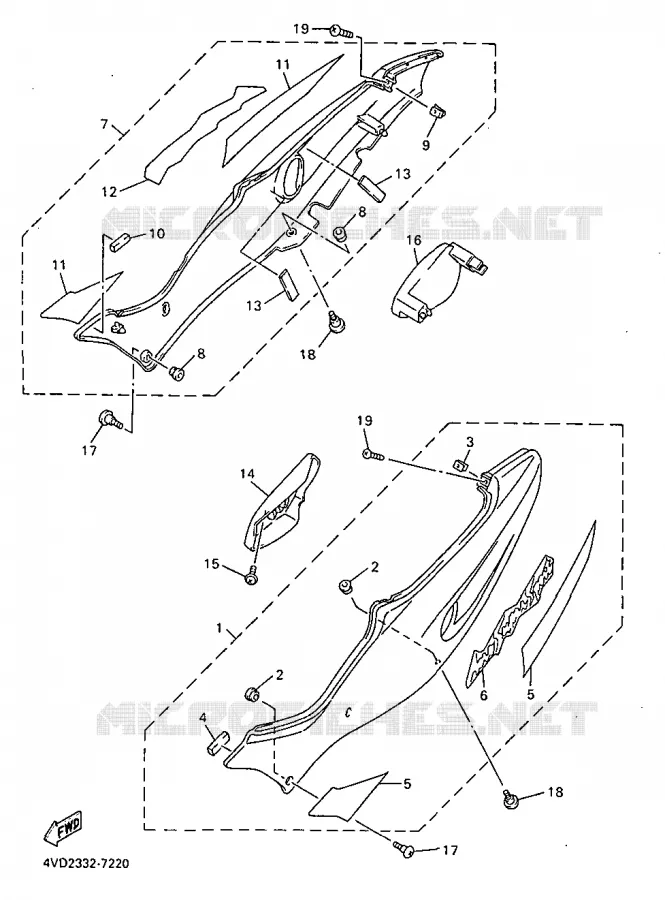 COUVERCLE LATERAL Yamaha MOTO 1000 1997 THUNDERACE  YZF1000R