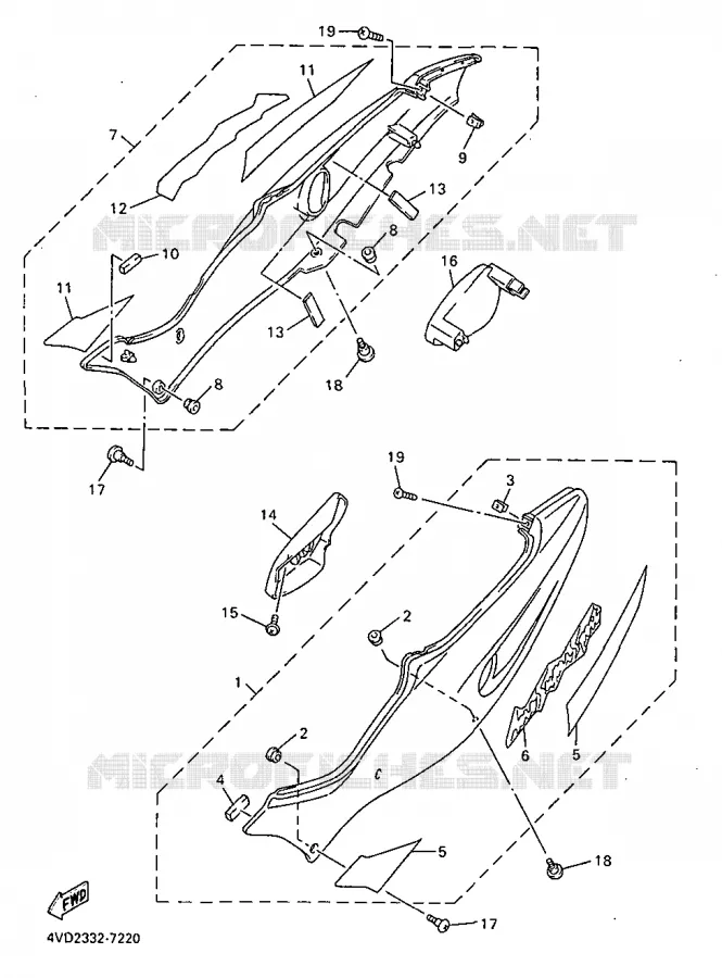 COUVERCLE LATERAL Yamaha MOTO 1000 1997 THUNDERACE  YZF1000R