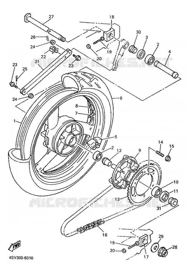 ROUE ARRIERE Yamaha MOTO 1000 1997 THUNDERACE  YZF1000R
