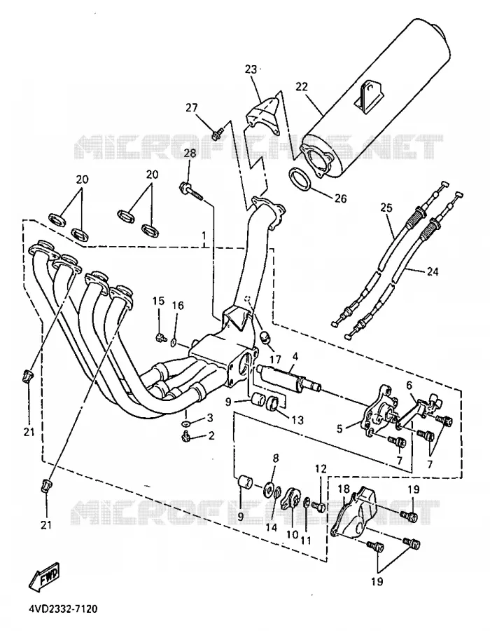 ECHAPPEMENT Yamaha MOTO 1000 1998 THUNDERACE  YZF1000R