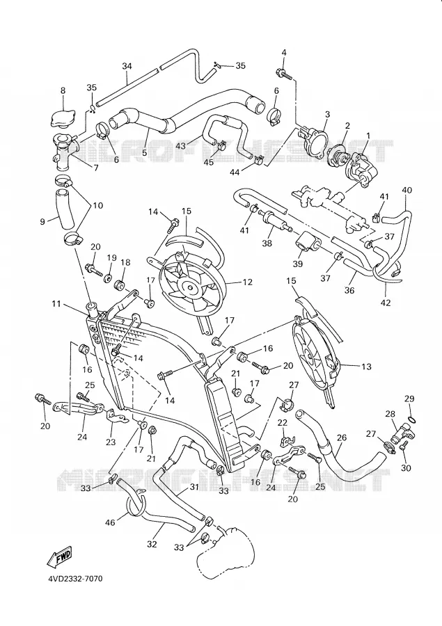 RADIATEUR / DURITES Yamaha MOTO 1000 2000 THUNDERACE  YZF1000R